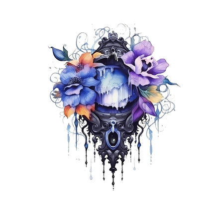 Haunting Frame with Floral Candle DTF Heat Transfers by Style Junction Custom Digital Designs, exclusive creative artwork for apparel.