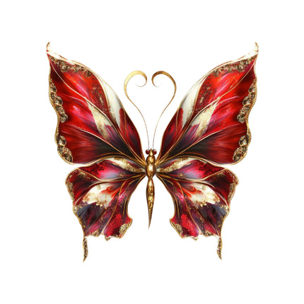 Fantasy Floral Butterfly #13 Eco Solvent Heat Transfer by Style Junction Custom Digital Designs, featuring exclusive vibrant red floral wings.