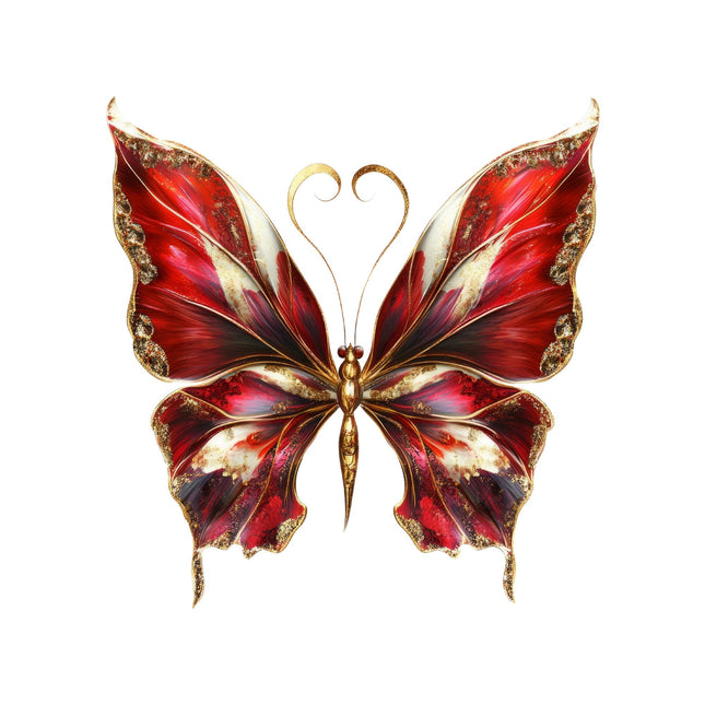 Fantasy Floral Butterfly #13 Eco Solvent Heat Transfer by Style Junction Custom Digital Designs, featuring exclusive vibrant red floral wings.
