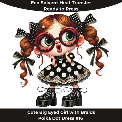 Polka Dot Glam Girl Sitting Pose DTF Heat Transfers #16 by Style Junction Custom Digital Designs, exclusive creative graphic tee design.