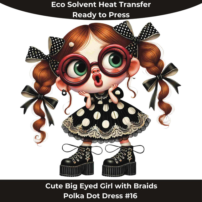 Polka Dot Glam Girl Sitting Pose DTF Heat Transfers #16 by Style Junction Custom Digital Designs, exclusive creative graphic tee design.