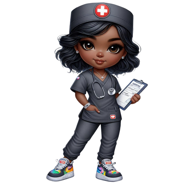 Cute Nurse Character #2 Eco Solvent Heat Transfers by Style Junction Custom Digital Designs, creative ready to press PNG artwork.