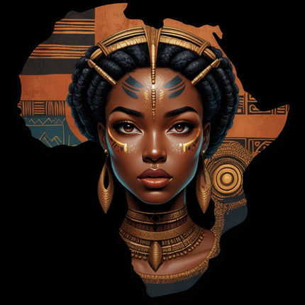 Afrocentric Queen with Africa Map DTF Heat Transfers #3 by Style Junction Custom Digital Designs offers exclusive, vibrant PNG design.
