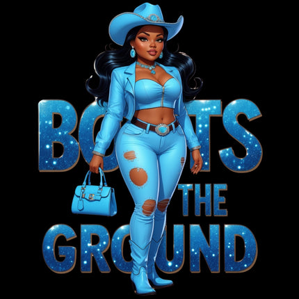 Curvy Cowgirl in Light Blue Outfit DTF Heat Transfers #2 by Style Junction Custom Digital Designs, exclusive ready to press PNG.