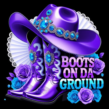 Purple Bling Cowgirl Boots & Hat DTF Heat Transfers #5 by Style Junction Custom Digital Designs, exclusive purple western PNG design.
