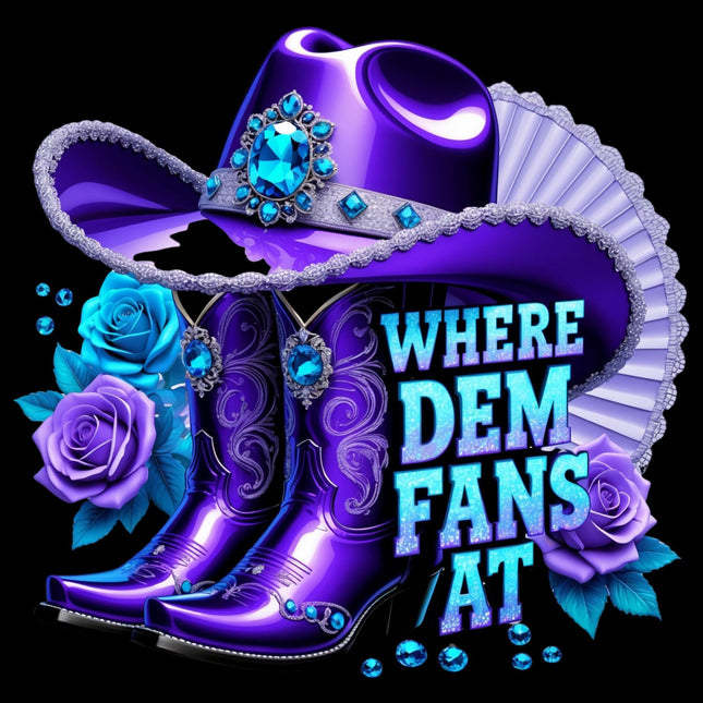 Where Dem Fans At Purple Western Boots & Hat digital download by Style Junction Custom Digital Designs, exclusive creative artwork.
