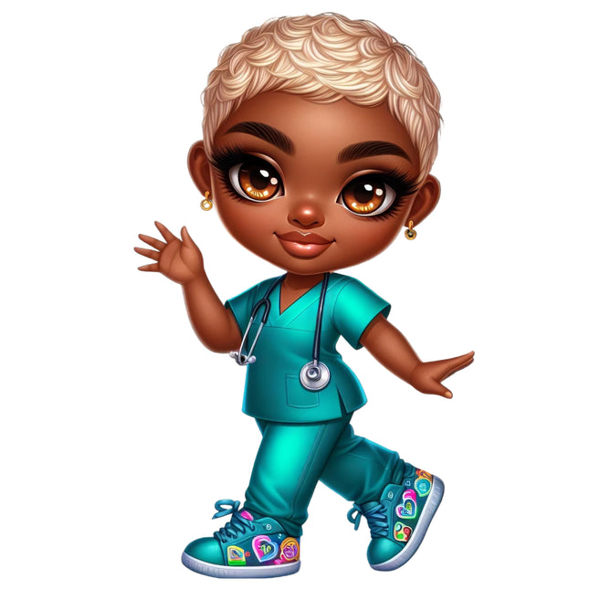 Cute Nurse Character #6 Eco Solvent Heat Transfer by Style Junction Custom Digital Designs, exclusive ready to press PNG perfect for apparel.