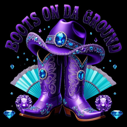 Purple Bling Cowgirl Boots & Hat DTF Heat Transfers #4 by Style Junction Custom Digital Designs, exclusive western PNG design.