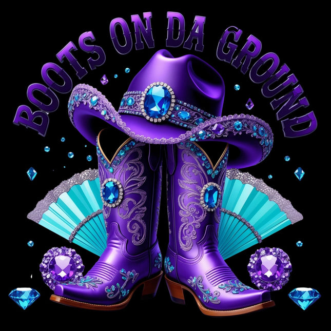Purple Bling Cowgirl Boots & Hat DTF Heat Transfers #4 by Style Junction Custom Digital Designs, exclusive western PNG design.