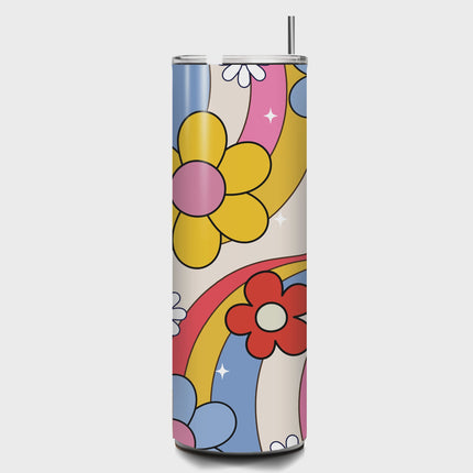 Retro Flower Power – Custom 20oz Skinny Straight Tumbler 20oz Skinny Straight Tumbler Style Junction – Custom Digital Designs & Apparel