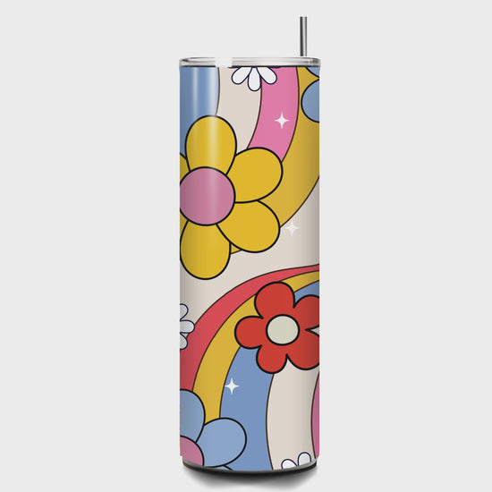 Retro Flower Power – Custom 20oz Skinny Straight Tumbler 20oz Skinny Straight Tumbler Style Junction – Custom Digital Designs & Apparel