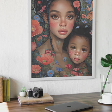 Black Mother & Child Wall Art – Afrocentric Floral Printable JPG Digital File Style-Junction Custom Designs & Prints