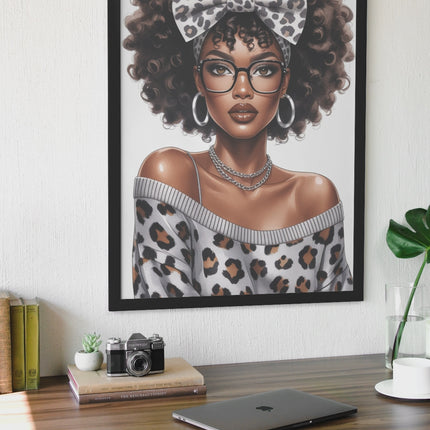 Leopard Print Black Girl Wall Art – Bold Afro Fashion Portrait Digital File Style-Junction Custom Designs & Prints