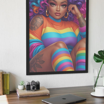 Rainbow Afro Black Girl Wall Art – Bold Curly Hair Printable JPGs Digital File Style-Junction Custom Designs & Prints