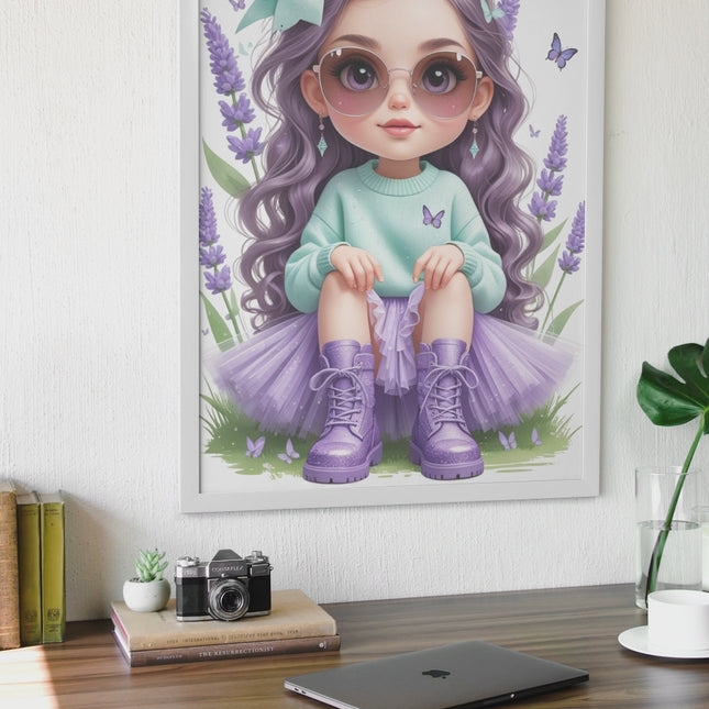 Lavender Hair Girl Wall Art – Butterfly Theme JPG Printable Digital File Style-Junction Custom Designs & Prints
