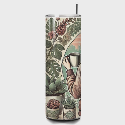 Crazy Plant Lady 20oz Skinny Tumbler – Floral Succulent Vibes 20oz Skinny Straight Tumbler Style Junction – Custom Digital Designs & Apparel