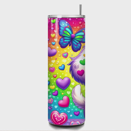 Rainbow Heart Puppy – 20oz Custom Skinny Tumbler 20oz Skinny Straight Tumbler Style Junction – Custom Digital Designs & Apparel