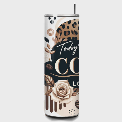 Today’s Vibe Coffee 20oz Custom Tumbler – Leopard & Roses 20oz Skinny Straight Tumbler Style Junction – Custom Digital Designs & Apparel