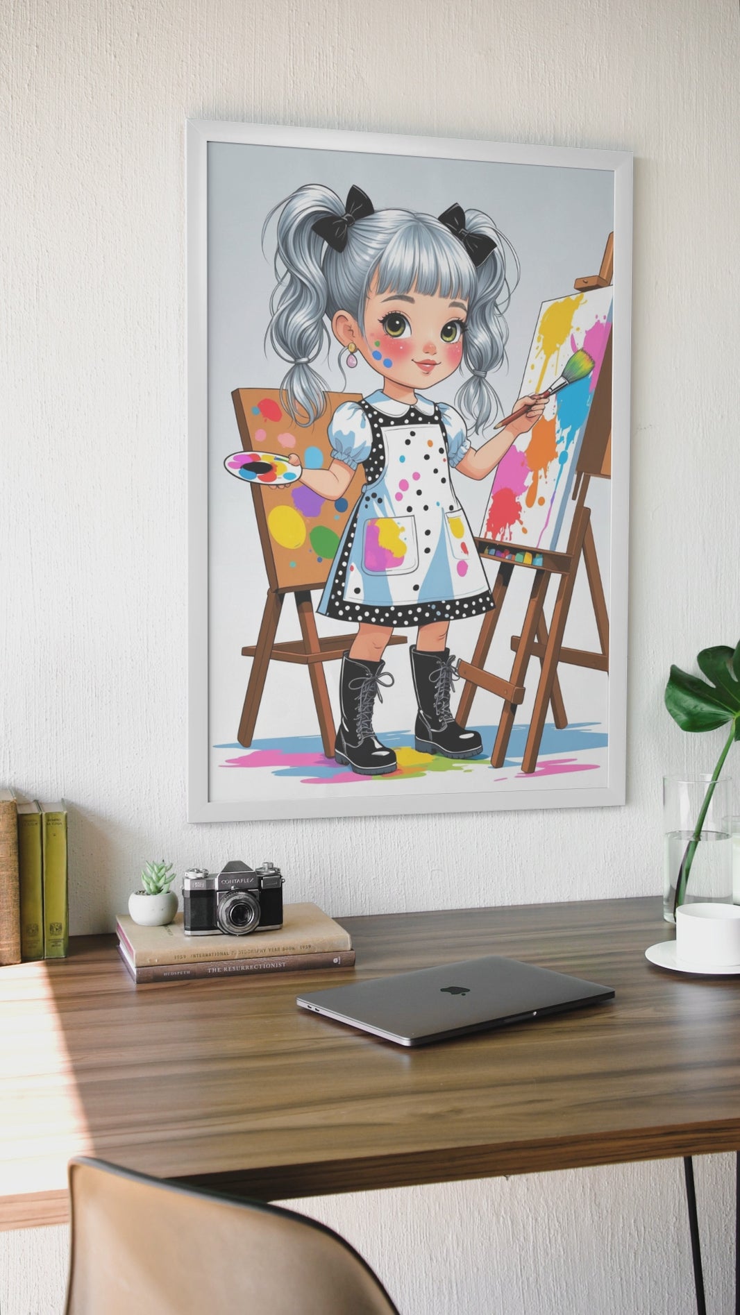Playful Artist Girl Wall Art Printable | Cute Cartoon Child with Paint Splashes | 3 High-Res JPGs | Kids Room Decor | Digital Download Digital File Style-Junction Custom Designs & Prints