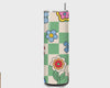 Custom Retro Checkered Floral 20oz Skinny Straight Tumbler 20oz Skinny Straight Tumbler Style Junction – Custom Digital Designs & Apparel