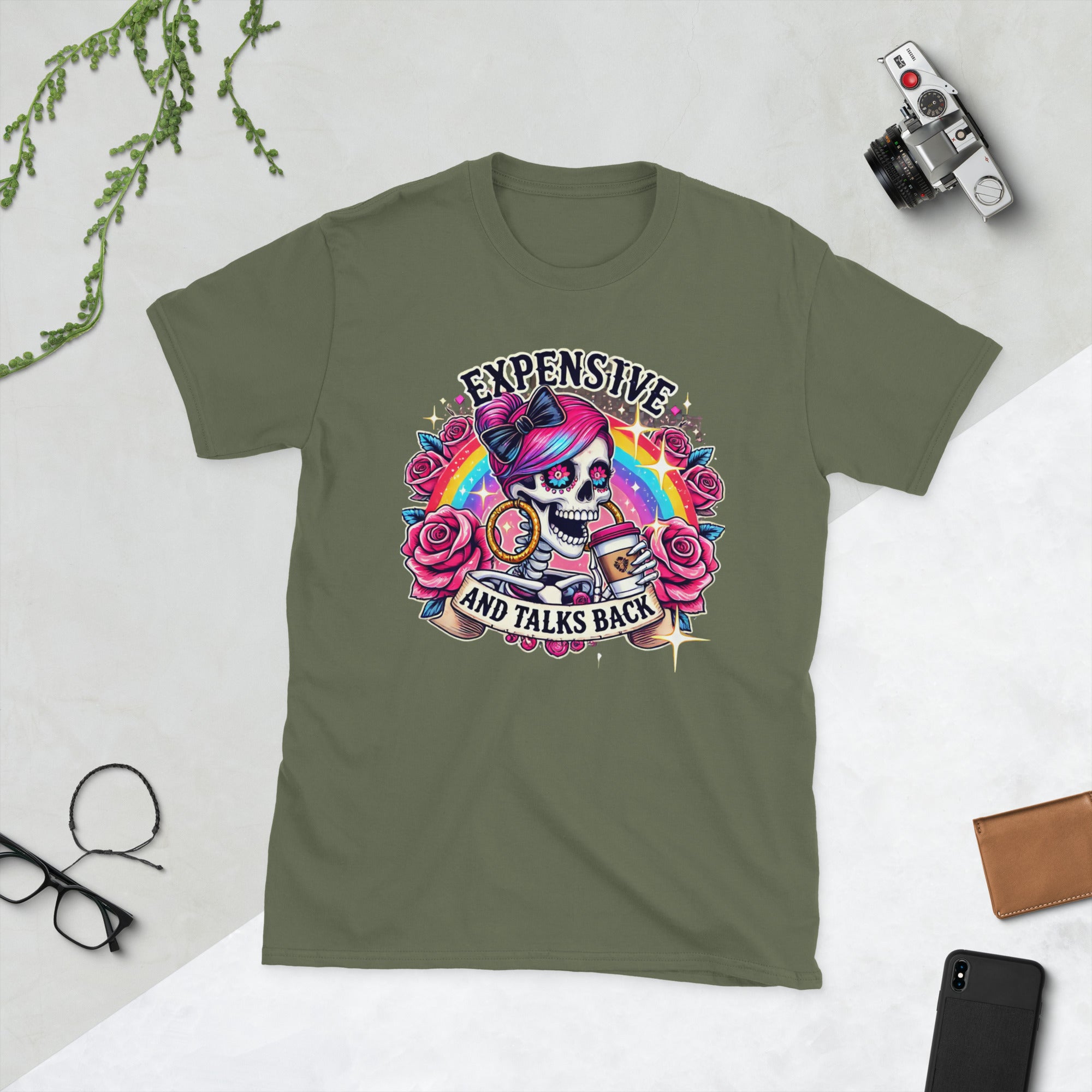 Expensive and Talks Back Custom Design Womens T-Shirt Physical T-Shirt Style-Junction Military Green S 