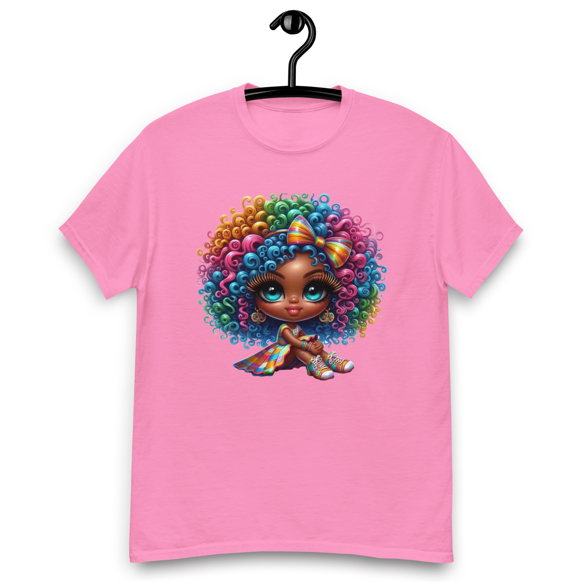 Rainbow Curls Doll Women's Tee - Comfortable 100% Cotton with a Stylish Fit Physical T-Shirt Style-Junction