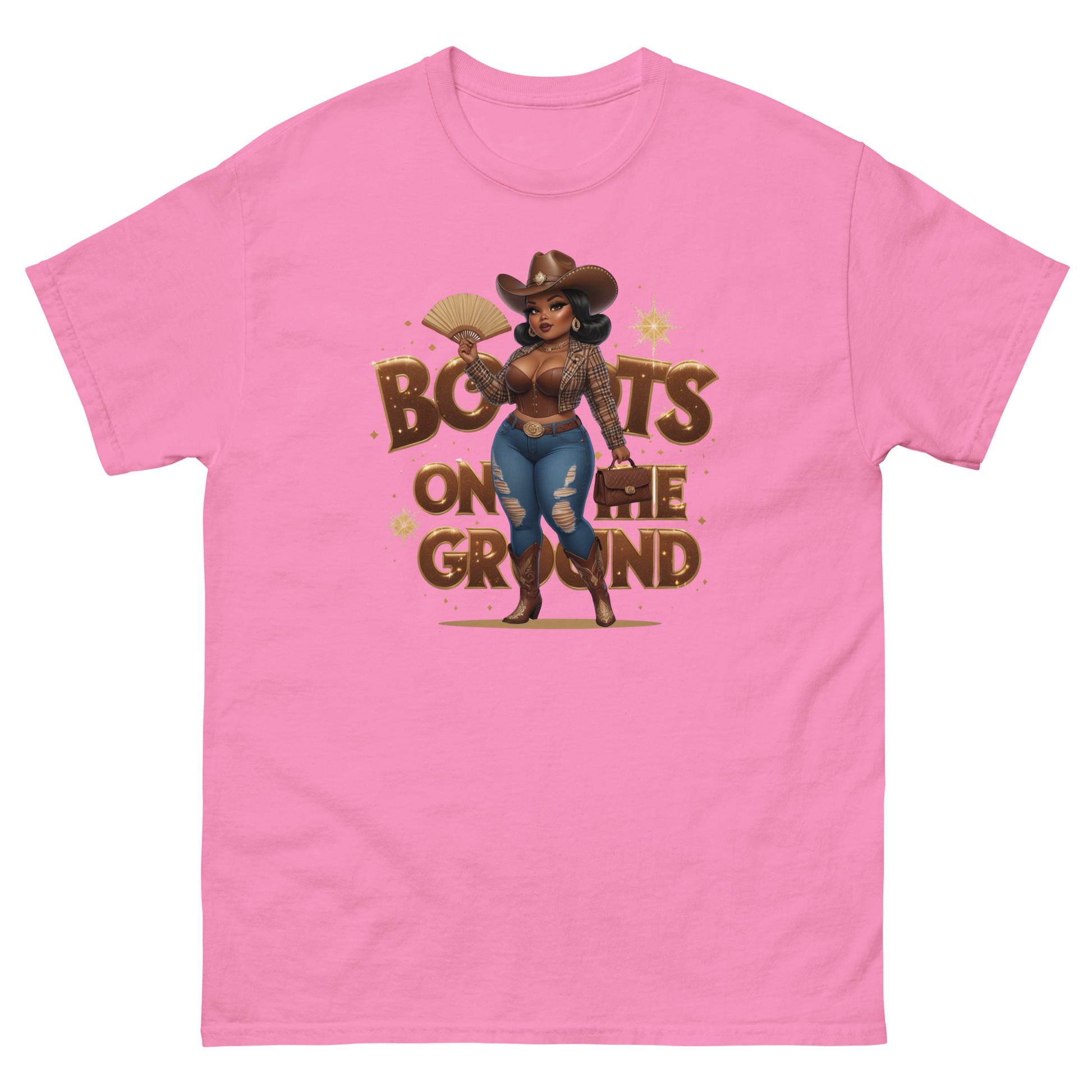 Boots on the Ground Curvy Cowgirl T-Shirt – Bold Western Style Women Tees Style Junction – Custom Digital Designs & Apparel Azalea S