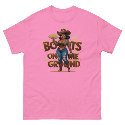Boots on the Ground Curvy Cowgirl T-Shirt – Bold Western Style Women Tees Style Junction – Custom Digital Designs & Apparel Azalea S