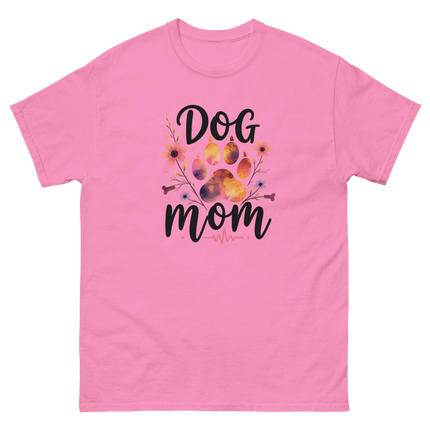 Dog Mom Sunset Floral T-Shirt – Heartbeat Paw Print Design Women Tees Style Junction – Custom Digital Designs & Apparel Azalea S