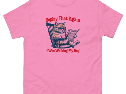 Replay That Again Cat Tee – Funny Retro Dog Quote T-Shirt Women Tees Style Junction – Custom Digital Designs & Apparel Azalea S