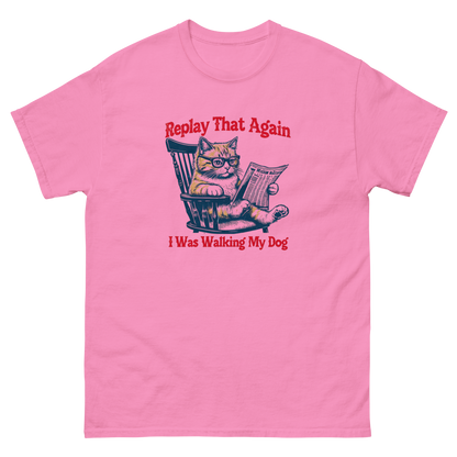 Replay That Again Cat Tee – Funny Retro Dog Quote T-Shirt Women Tees Style Junction – Custom Digital Designs & Apparel Azalea S