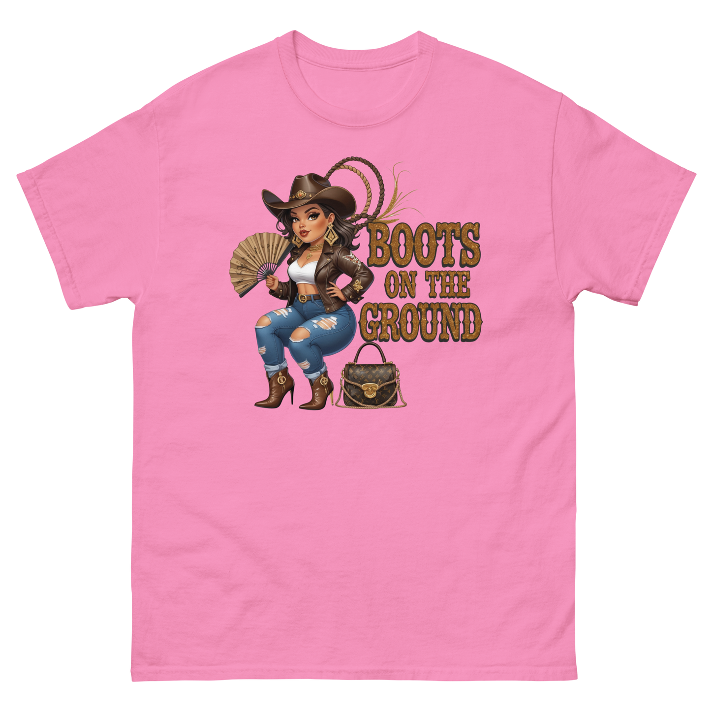 Curvy Cowgirl Tee – “Boots on the Ground” Western Rodeo Graphic Women Tees Style Junction – Custom Digital Designs & Apparel Azalea S