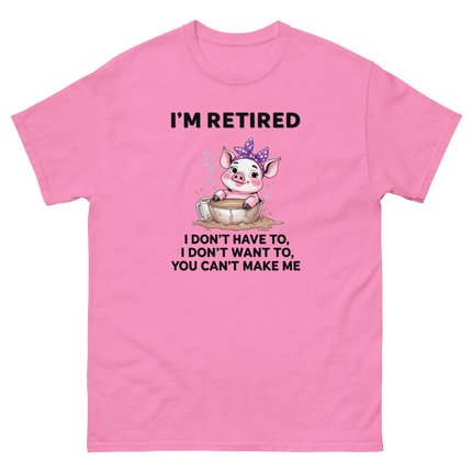 Retired Pig Coffee Tee – Funny Quote & Cute Cup Graphic Shirt Women Tees Style Junction – Custom Digital Designs & Apparel Azalea S