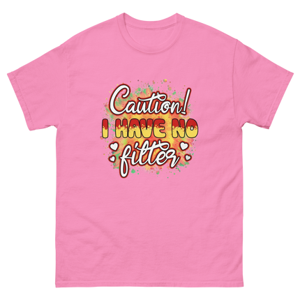Caution No Filter Tee – Bold Funny Sarcastic Statement Shirt Women Tees Style Junction – Custom Digital Designs & Apparel Azalea S