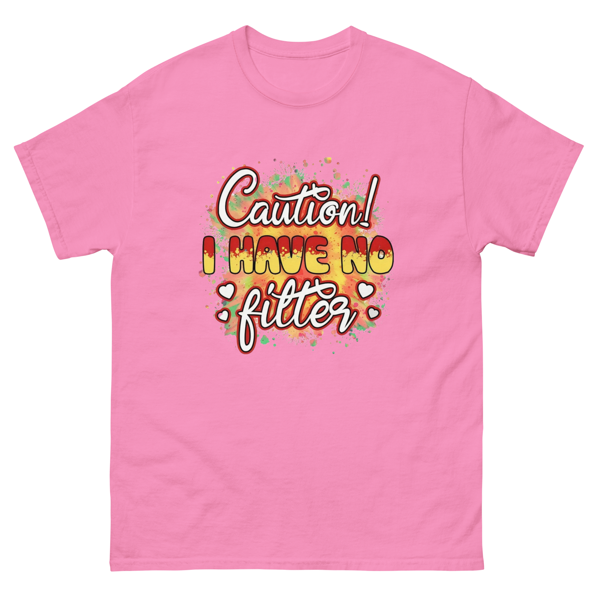 Caution No Filter Tee – Bold Funny Sarcastic Statement Shirt Women Tees Style Junction – Custom Digital Designs & Apparel Azalea S