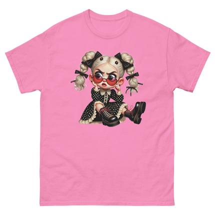 Sassy Blonde Pigtail Tee – Grumpy Doll in Polka Dot Dress Women Tees Style Junction – Custom Digital Designs & Apparel Azalea S