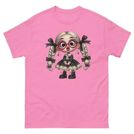 Polka Dot Girl Tee – Vintage Doll Style with Blonde Pigtails Women Tees Style Junction – Custom Digital Designs & Apparel Azalea S