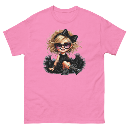 Blonde Curly Girl Tee – Tulle Skirt & Sunglasses Streetwear Women Tees Style Junction – Custom Digital Designs & Apparel Azalea S
