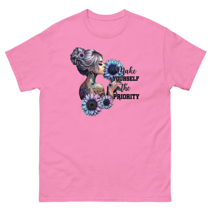 Make Yourself Priority Tee – Tattooed Floral Woman Graphic Women Tees Style Junction – Custom Digital Designs & Apparel Azalea S