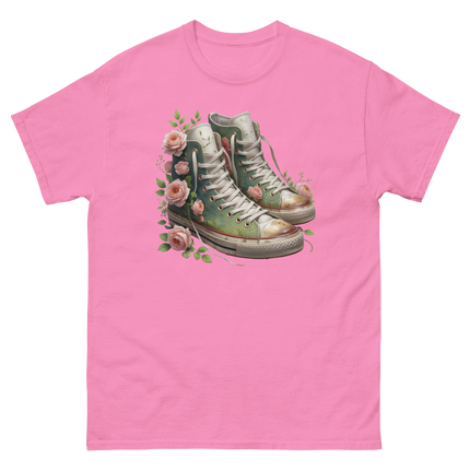 Floral High Top Sneaker Tee – Boho Chic Rose Graphic Shirt Women Tees Style Junction – Custom Digital Designs & Apparel Azalea S