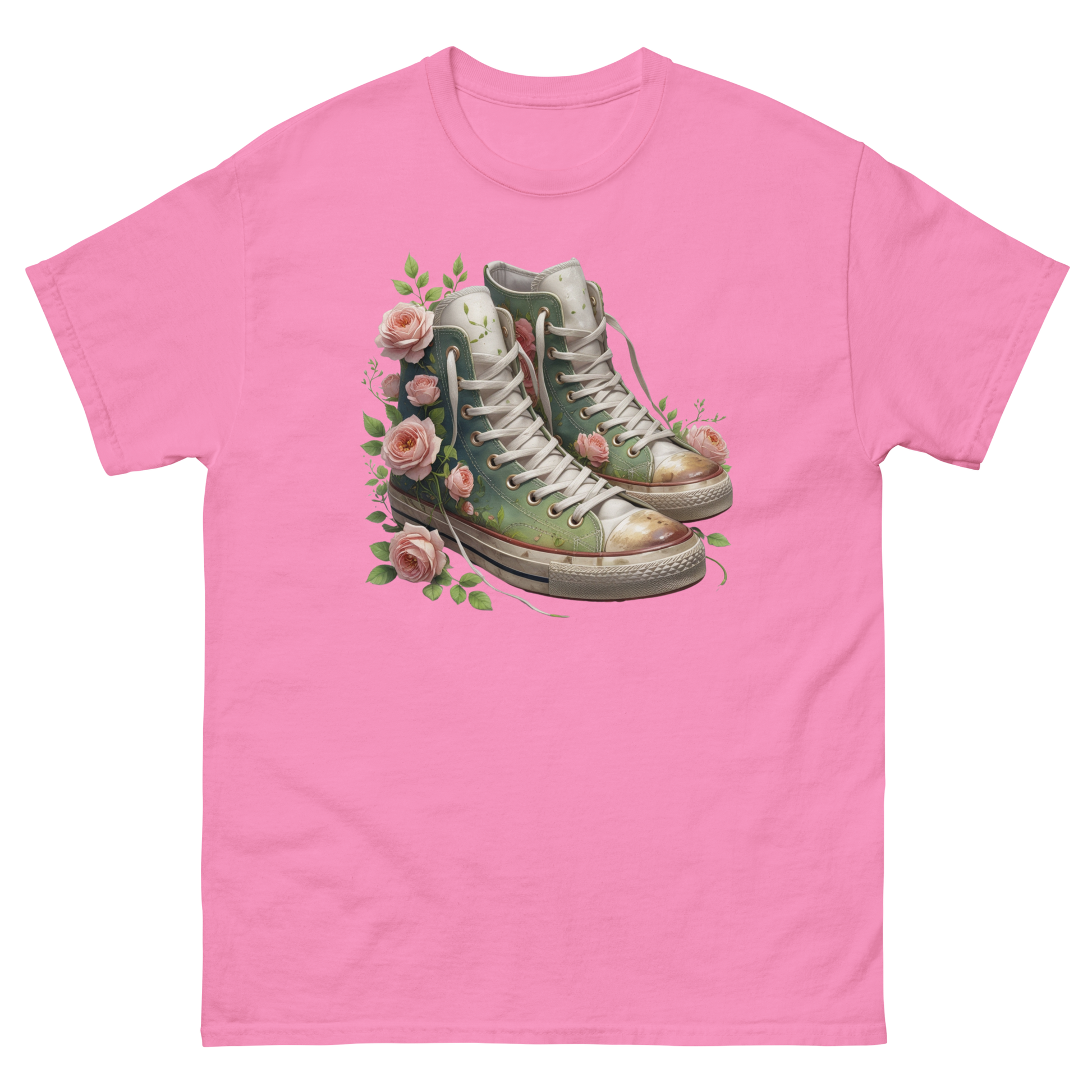 Floral High Top Sneaker Tee – Boho Chic Rose Graphic Shirt Women Tees Style Junction – Custom Digital Designs & Apparel Azalea S