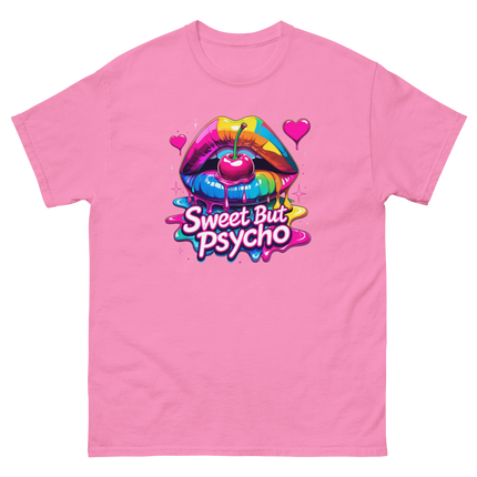 Sweet But Psycho Tee – Neon Cherry Dripping Lips Pop Art Women Tees Style Junction – Custom Digital Designs & Apparel Azalea S