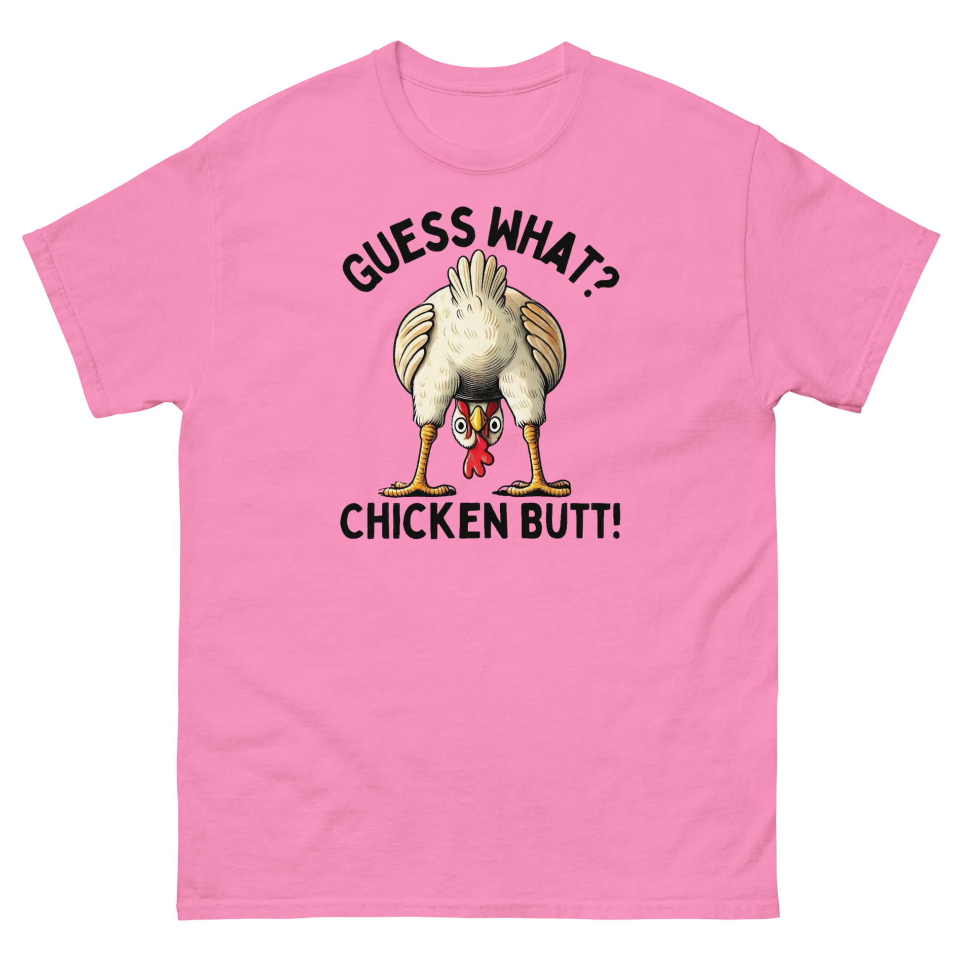 Funny Chicken Butt Tee – “Guess What” Comical Farm Graphic Shirt Women Tees Style Junction – Custom Digital Designs & Apparel Azalea S