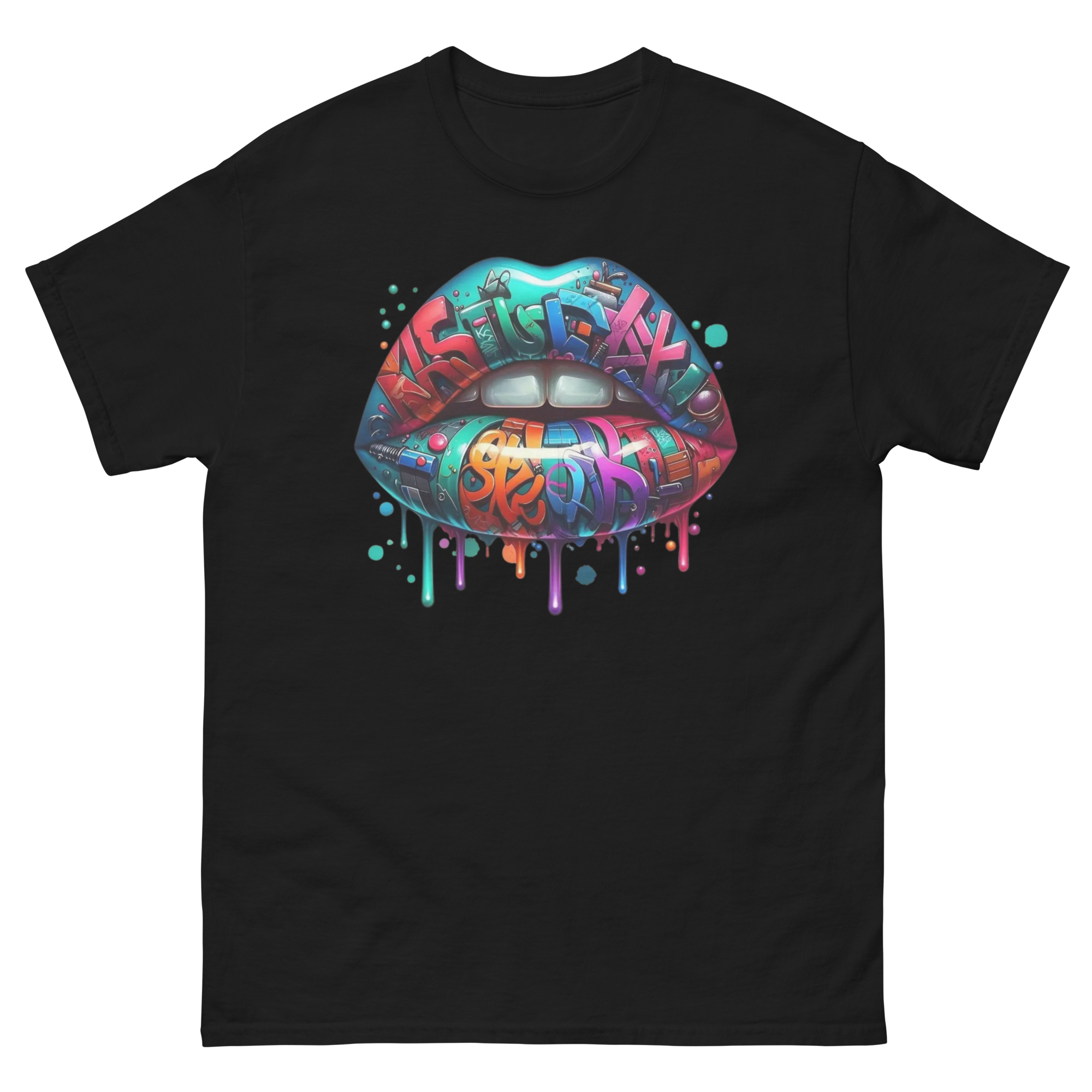 Colorful Graffiti Custom Designed Unisex Classic T-shirt Physical T-Shirt Style-Junction Black S 