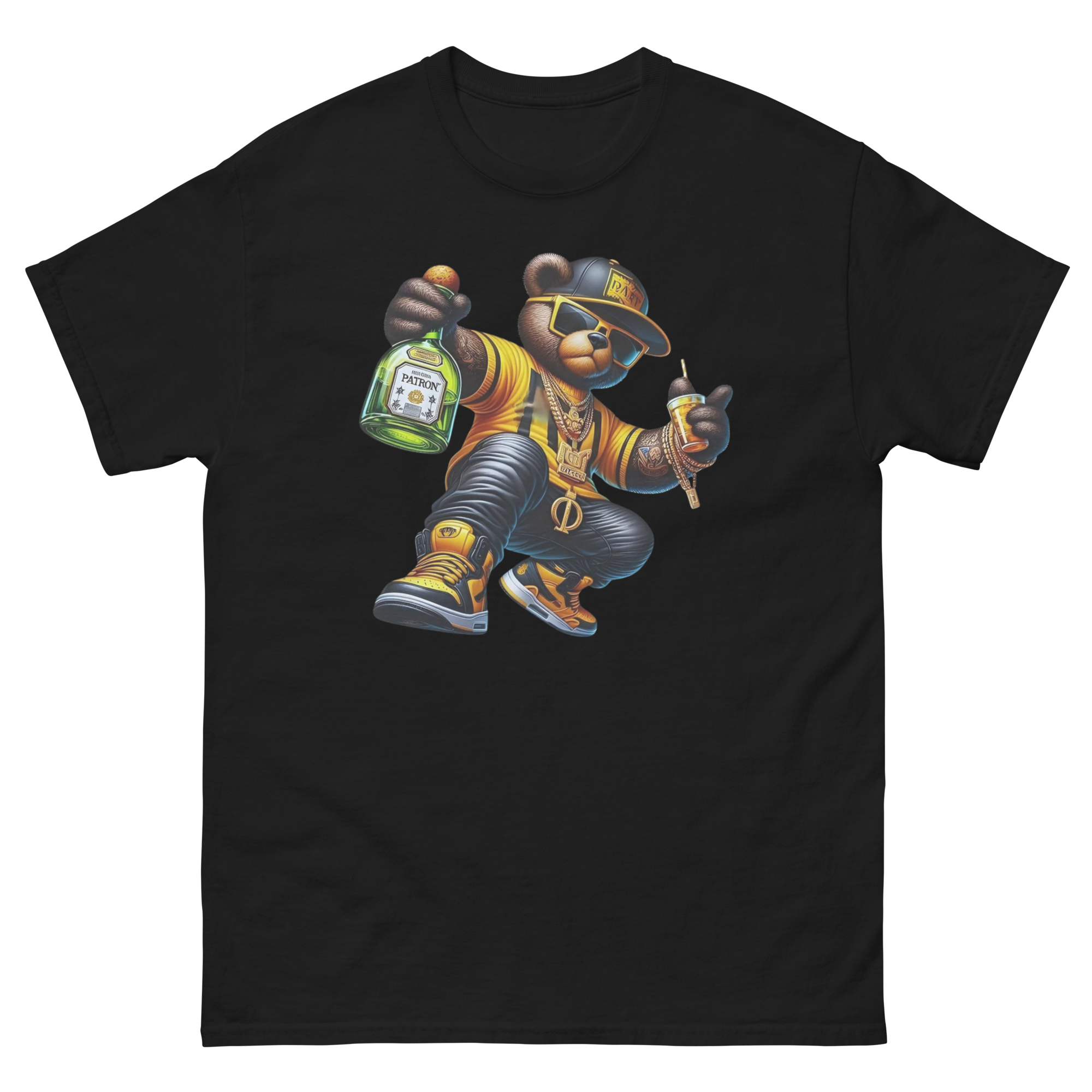 The Patron Bear Boss Custom Design Unisex Classic T-shirt Physical T-Shirt Style-Junction Black S 