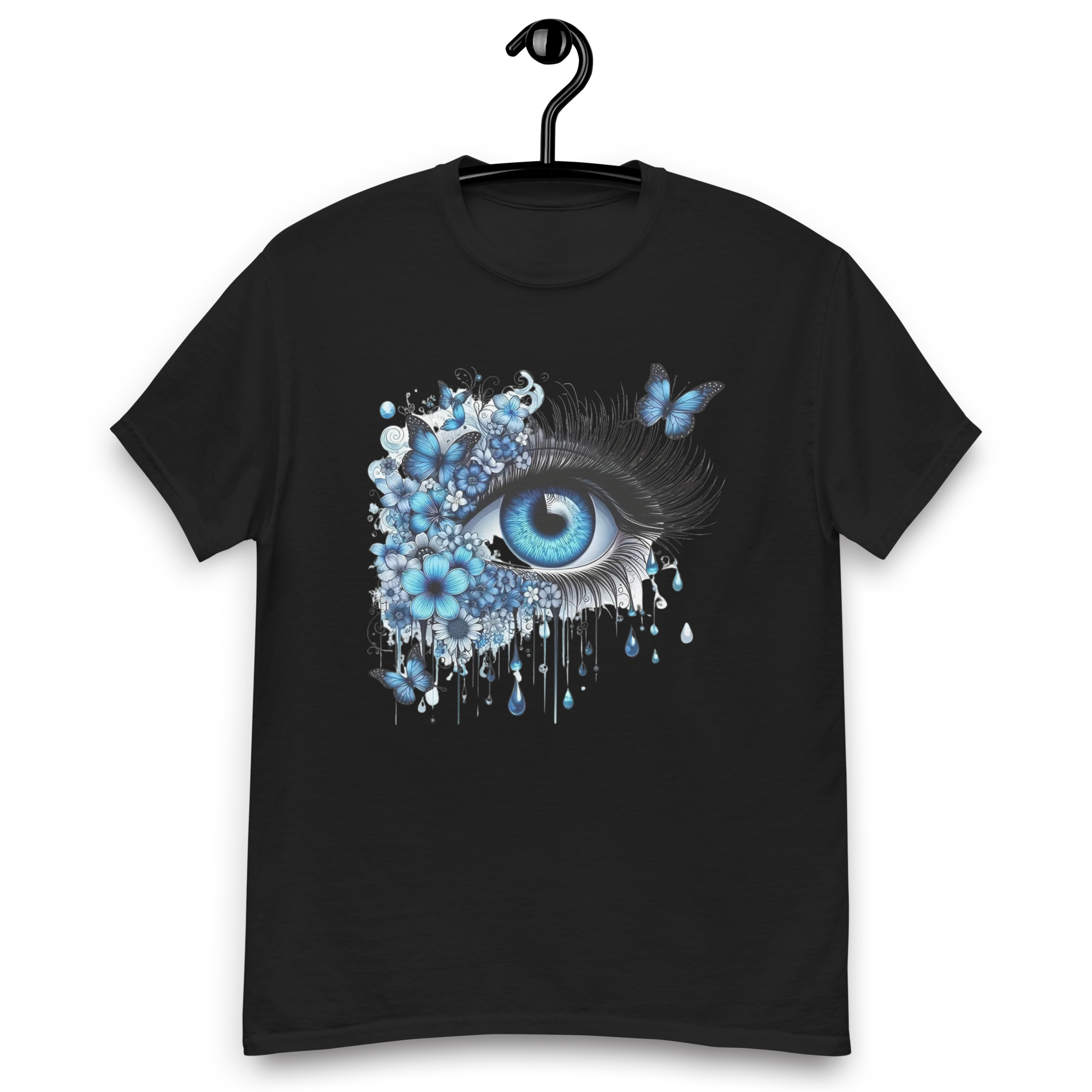 Tears of Blue Elegance Unisex Classic Tee - 100% Cotton with Double-Seam Durability Physical T-Shirt Style-Junction Black S