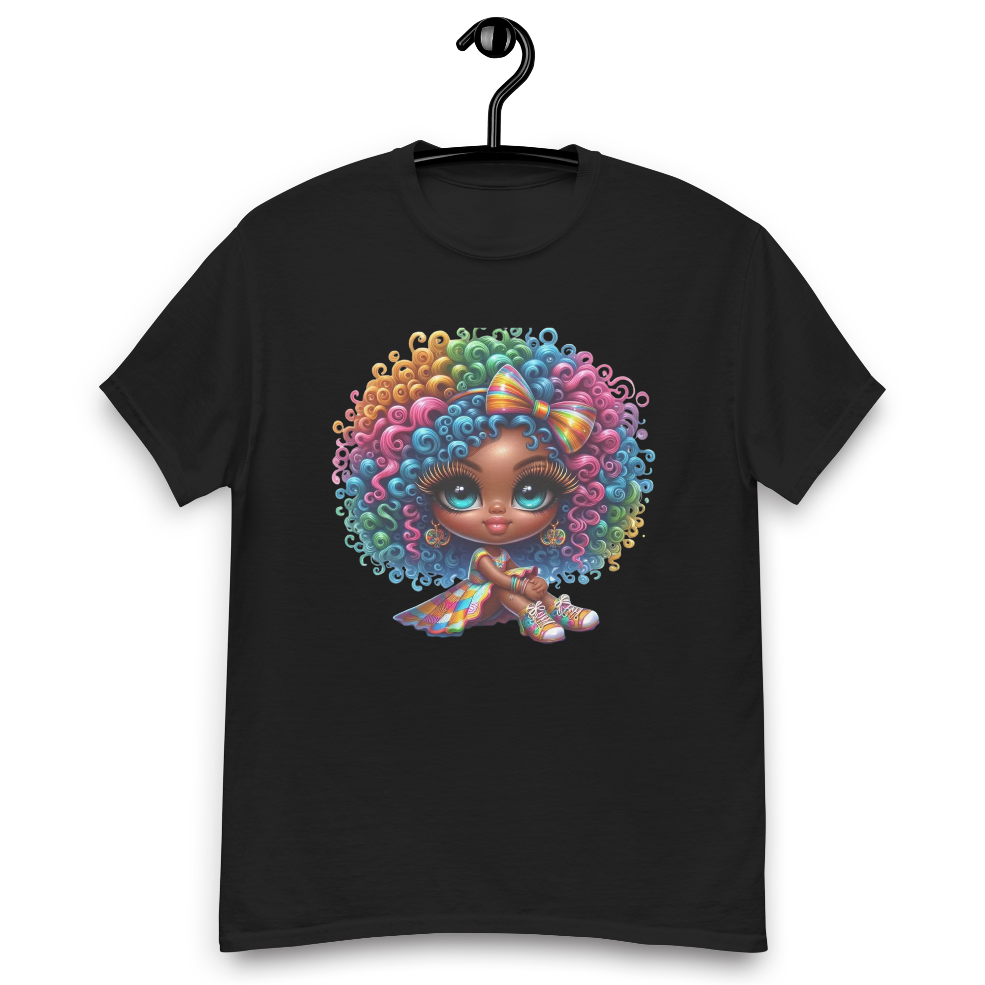 Rainbow Curls Doll Women's Tee - Comfortable 100% Cotton with a Stylish Fit Physical T-Shirt Style-Junction Black S