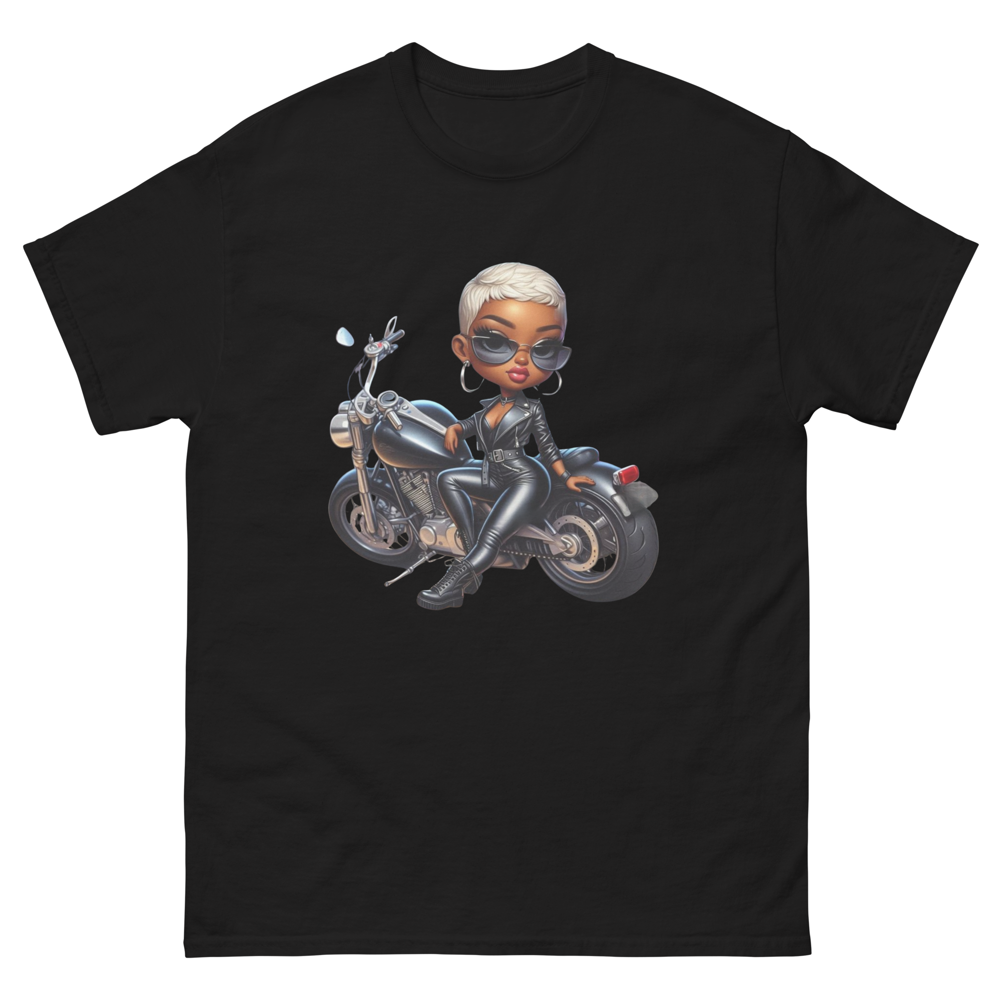 Biker Chic Diva Women's Custom Cotton Classic Tee Physical T-Shirt Style-Junction Black S