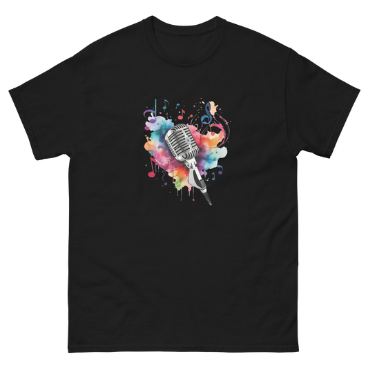 Vibrant Musical Microphone Art Unisex Cclassic Tee Physical T-Shirt Style-Junction Black S