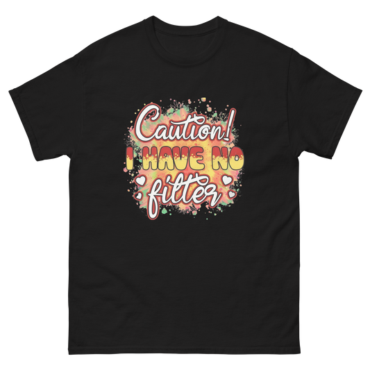 Caution No Filter Tee – Bold Funny Sarcastic Statement Shirt Women Tees Style Junction – Custom Digital Designs & Apparel Black S